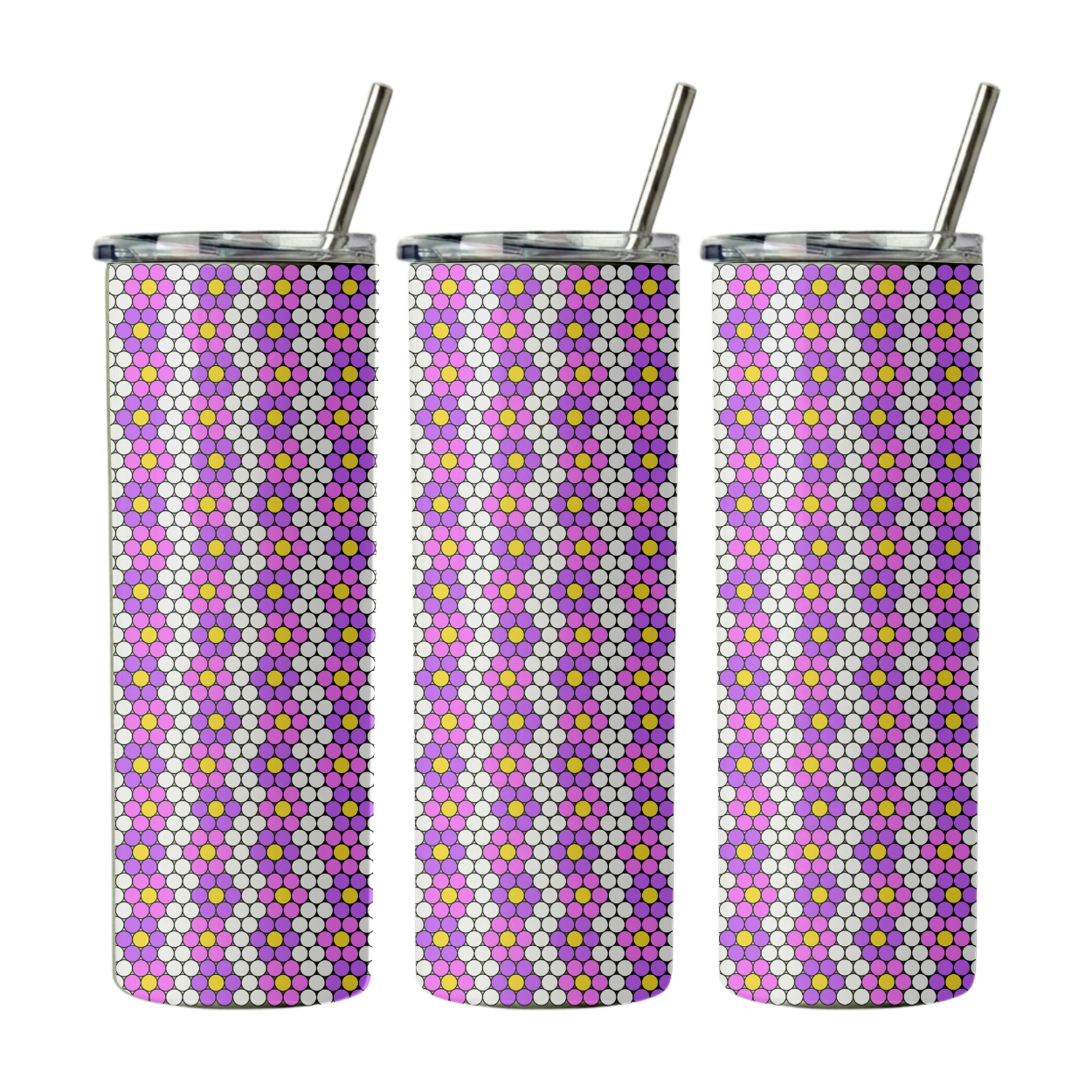 5mm 20oz Tumbler Rhinestone template Flower print